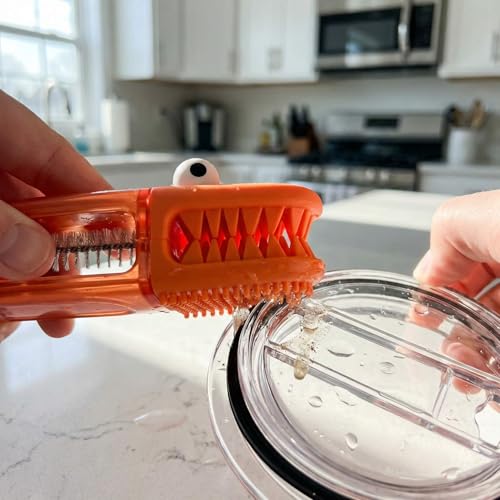 3 in 1 Cup Lid Cleaning Brush, 360° Rotating Bottle Brush for Water Bottles, Multifunctional Crevice Cleaner for Tumblers Kitchen (Crocodile) - color: Crocodile