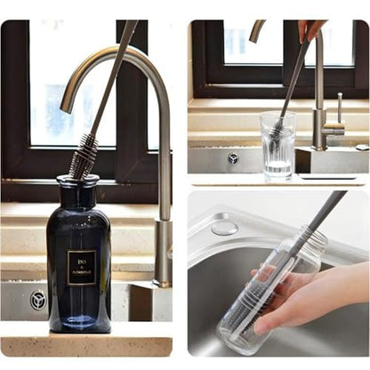 Long Handle Silicone Cleaning Brush for Deep Bottles, Narrow Cup Scrubber - Used for Water Bottles, Carafes