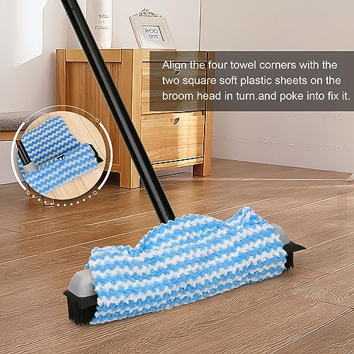 Pet Hair Removal Rubber Broom with Squeegee, Carpet Rake for Pet Hair with 59" Telescoping Long Handle, Fur Remover Rake for Carpet, Hardwood Floor, Tile - color: Gray Rubber Broom