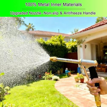 Heavy garden hose nozzle - adjustable spray mode high-pressure rotary spray gun, brass nozzle, anti slip grip and quick connector, suitable for lawn, plants, car washing, pets - size: 8.8*5.5*1.4