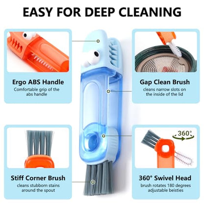 3 in 1 Cup Lid Cleaning Brush Set, 3PCS Multifunctional Bottle Cleaner Brush for Gaps, Lids, and Crevices, Home Kitchen Crevice Cleaning Tools(Red, Green, Blue)