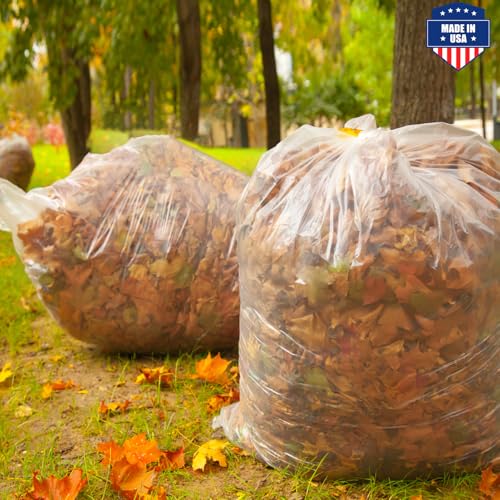 Fuxury 55-60 Gallon Heavy Duty Trash Bags, 100 Count Clear Garbage Bags, 23 Mic Thick, 38x58 in, Star-Seal Bottom, Plastic Bags Ideal for Home, Yard & Commercial Use, Made in USA - color: 60Gal-100Ct(Clear)