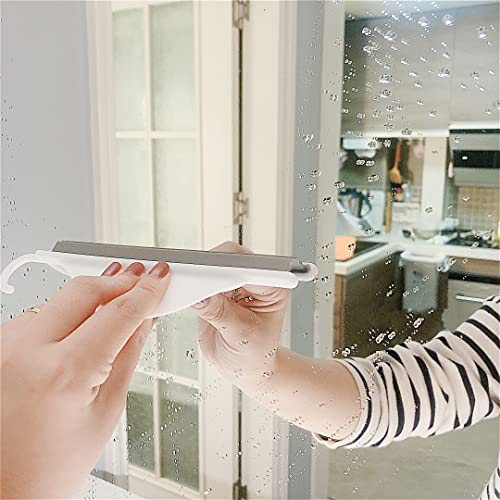 Tiny Bathroom Shower Mirror Squeegee with Hanging Hook, Silicone Mini Kitchen Countertop Squeegee, Water Wiper Scraper Cleaner Tool for Cleaning Sink, Counter, Tiles, Handy Window Glass Water Blade