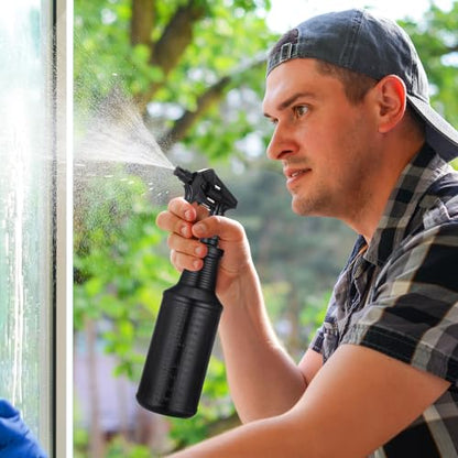 Honeydak 3 Pack Plastic Spray Bottles Black 34 oz Heavy Duty Opaque Spray Bottles UV Light Blocking Refillable Reusable Leak-proof Sprayers for Cleaning Solution Kitchen Garden Home Plant - color: Black, size: 34 oz