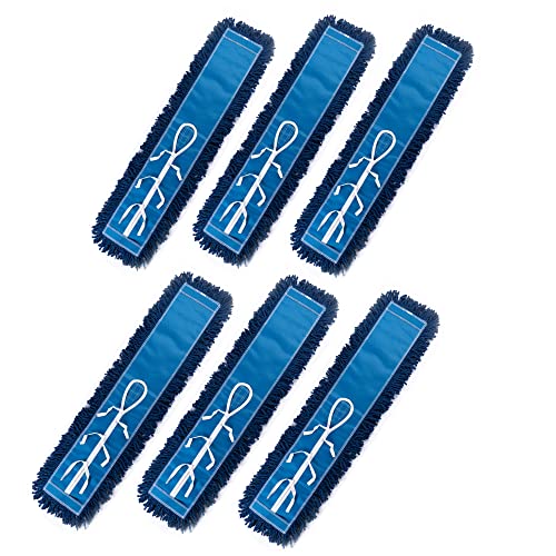 Matthew Cleaning 36'' Industrial Strength Cotton Dust Mop Refill Washable Replacement Heads for Residential & Commercial Use Fit Standard Dust Mop Frames, Hardwood, Laminate, Concrete Floors 6 Pack - color: Blue, size: 36'' 6 Pack