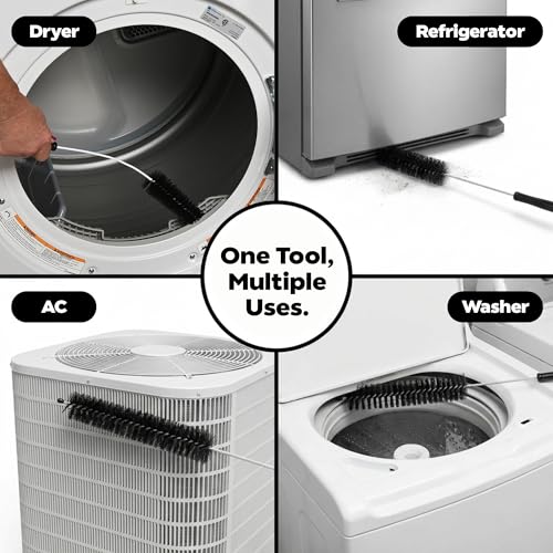 Deflecto Flexible Appliance Brush 20" Long, Dryer Vent, Refrigerator and AC Coils - Bendable Wire Brush for Lint, Dust & Debris, Hard-to-Reach Vents, Crevices, Essential Home Maintenance Tool
