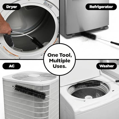 Deflecto Flexible Appliance Brush 20" Long, Dryer Vent, Refrigerator and AC Coils - Bendable Wire Brush for Lint, Dust & Debris, Hard-to-Reach Vents, Crevices, Essential Home Maintenance Tool