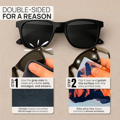 Microfiber Wholesale Quick Cloth Glasses Cleaning Cloths–5x7 Desert 2-Pack with Case | Double-Sided Lens Cleaner for Eyeglasses, Camera, Screens & Glass | Reusable Microfiber Glass Polishing Cloths - color: Desert, size: 5"x7"