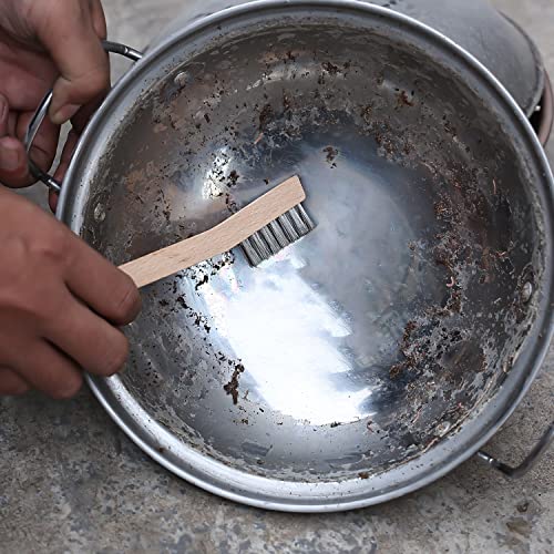 Wood Handle Wire Scratch Brush Sets (18, 18Pack-7in Stainless Steel Small Wire Scratch Brushes with Beech Wood Handle)