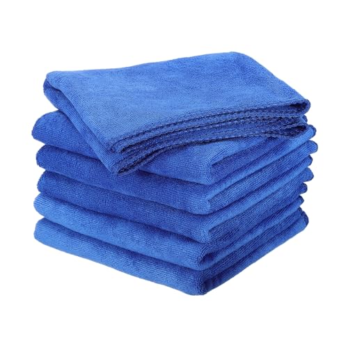 HARFINGTON 6 Pack Microfiber Cleaning Cloth, 24" x 12" Multi-Functional Cleaning Towels Reusable Absorbent Rags for Car Wash Kitchen Household Window Clean, Sapphire Blue - color: Sapphire Blue, size: 24" x 12"