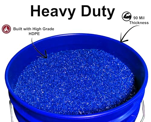 MKS Plastics 5-Gallon Bucket with Airtight Lid – Made in USA, Food Grade BPA Free Plastic, Heavy Duty Multi-Use, Metal Handle with Grip, Stackable Storage – Blue, 1 Pack - color: Blue, size: 1