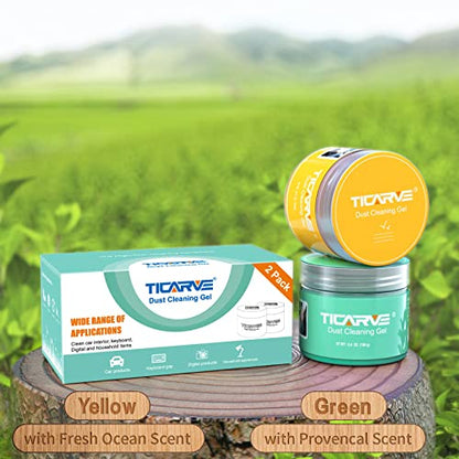 TICARVE 2Pack Cleaning Gel for Car Putty Car Slime Cleaning Car Putty Detail Car Interior Cleaner Automotive Cleaning Kits Keyboard Cleaner Yellow Green (320g/11.2oz) - color: Yellow+Green