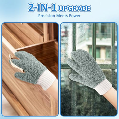 MIG4U Microfiber Dusting Gloves House Cleaning Glove for Blinds, Windows, Shutters, Furniture, and Car, Reusable Lint-Free Gray S/M - color: Gray Mitten 1 Pair, size: Small-Medium