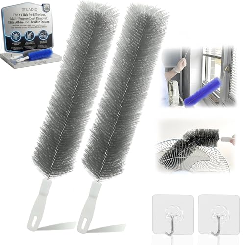 Bendable Microfiber Head, 2026 New Reusable Dust Remover, Fan Brush Cleaner Washable Ldeal, Multi Purpose Dust Removal Brush for Electric Fans Air Conditioning, Home Car Vents, Curtain (Gray 2pcs) - color: Gray 2pcs