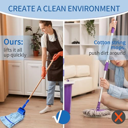10-Pack Large Microfiber Tube Mop Refill Heads, 400 GSM, Commercial Wet Mop Replacement Heads, Thick Microfiber Fiber, Blue - size: 10 Pack