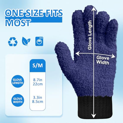 MIG4U Microfiber Gloves - Dusting Gloves for House Cleaning - Washable Blind Cleaner Duster Tool (Navy,S/M) - color: Navy 1 Pair, size: Small-Medium