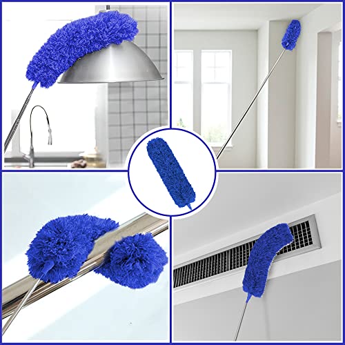 Buysenton Microfiber Duster, 8PCS Feather Duster with 100 Inch Telescoping Extension Pole, Reusable Bendable Dusters, Washable Lightweight Dusters for Ceilings Fans(2023 UAGRED) - color: 8pcsblue