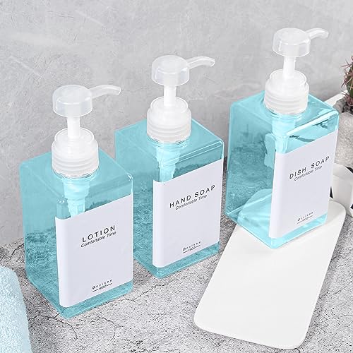 Refillable Shampoo and Conditioner Bottles for Shower Wall,Shampoo and Conditioner Dispenser with Pump No Drill (3 Bottles-Teal) - color: 3 Bottles-teal