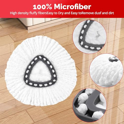 O-Cedar Spin Mop Head, Base, Handle Replacement for EasyWring 1 Tank System, 4 Microfiber Mop Refills, 1 Base and 30-58in Handle Set Combo, White - color: White