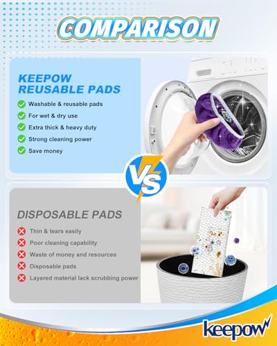 KEEPOW 8 Pack Reusable Mop Pads Compatible with Swiffer Sweeper (Purple) | Washable Microfiber Dry Sweeping Cloths and Wet Mopping Refills for Hardwood, Tile, and Laminate Floors - color: 8 Pack Purple