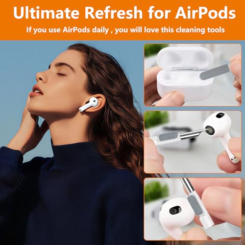 Cell Phone Cleaning Kit, iPhone Cleaning Kit for Charging Port Cleaner Keyboard Cleaning Kit for Airpods/Android/USB C/Earbuds/Laptop/iPad/Camera Lens with Stylus Pen (White, Brush Refill) - color: White (with 10 Mini Brush)