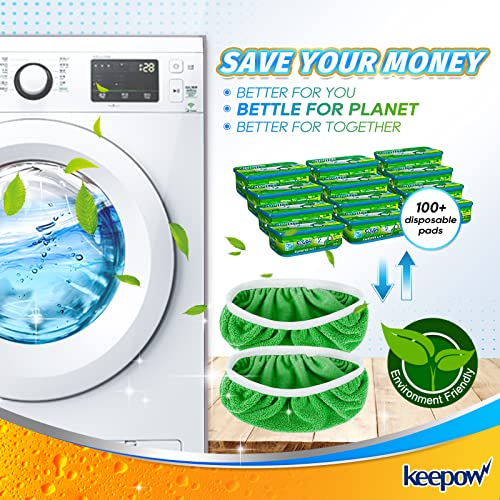 KEEPOW Reusable Mop Pads Compatible with Swiffer Sweeper Mop, Dry Sweeping Cloths for Swiffer Pads, 8 Pack Washable Microfiber Wet Mopping Cloth Refills for Surface/Hardwood Floor Cleaning - color: 8 Pack Green