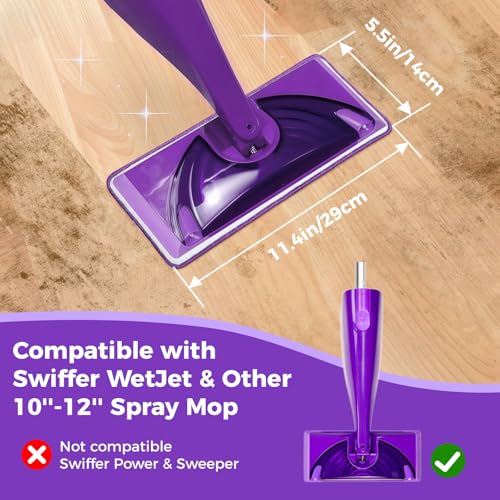 Reusable Mop Pads for Swiffer Wet Jet-12"x5.5",6 Pack Chenille and Microfiber Wet Jet Pads Refills,Machine Washable Pads for Multi-Surface Floor Cleaning