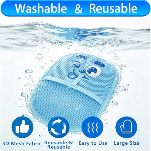 Pet Hair Removal Glove for Cats & Dogs, Reusable Electrostatic Fur Remover for Couch, Carpet, Clothing & Car Seat, Thickened Washable Fabric Cleaner with Hanging Loop, Blue Cozy Home