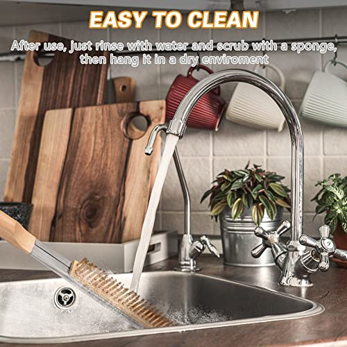 Aolso Pizza Oven Brush, 21" Brush and Stainless Steel Scraper for Pizza Stone, BBQ Grill Cleaning Brush Non Scratch Heat Proof Brass Bristles with Screwdriver, Outdoor Pizza Oven Accessories - size: 21" Brass Bristles