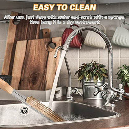 Aolso Pizza Oven Brush, 26" Brush and Stainless Steel Scraper for Pizza Stone, BBQ Grill Cleaning Brush Non Scratch Heat Proof Brass Bristles with Screwdriver, Outdoor Pizza Oven Accessories - size: 26" Brass Bristles