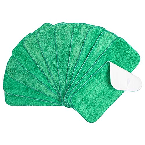 Arkwright Spray Mop Replacement Pads - (Pack of 12) Bulk Microfiber Flat Dry and Wet Refill Mop Pads Floor Cleaning, Compatible with Bona and Rubbermaid, Fits All Mop Heads, 13 in, Green - color: Green, size: 13 Inch (Pack of 12)