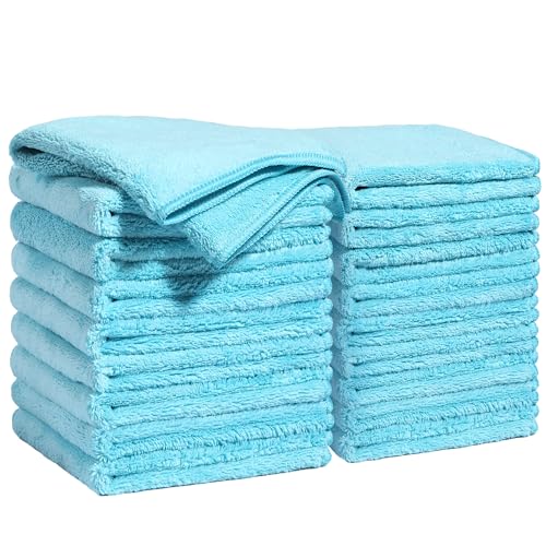 JOYMOOP Microfiber Cleaning Cloths Cyan, 11.8" x 11.8" Kitchen Towels – Reusable Cleaning Rags, Lint-Free, Super Absorbent Cleaning Cloths for Kitchen, Car, and Household Cleaning - color: Cyan, size: 11.8"x11.8" - 18pcs