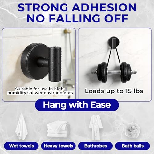 Suction Cup Hooks for Shower Heavy Duty, Shower Hooks No Drill, Shower Hooks for Inside Shower Stainless Steel, Suction Hooks for Window, Glass, Tile, Wall, Loofah, Bath Robe, Wreath, Black 4 Pack - color: Black