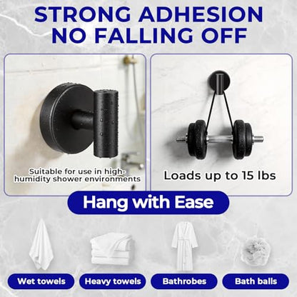 Suction Cup Hooks for Shower Heavy Duty, Shower Hooks No Drill, Shower Hooks for Inside Shower Stainless Steel, Suction Hooks for Window, Glass, Tile, Wall, Loofah, Bath Robe, Wreath, Black 4 Pack - color: Black