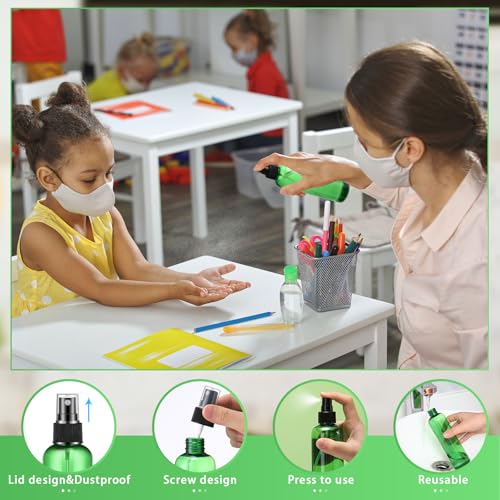 Eccliy 32 Pcs 8 oz Spray Bottles Fine Mist Cleaning Bottles Clear Empty Plastic Travel Sprayer Refillable Sprayer with Cap for Cleaning Solutions Oils Travel Perfumes(Green,Clear) - color: Green, style: Clear