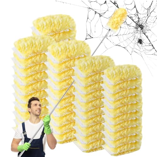Duster Refills,Static Dust Removal Brush Disposable Replacement Head Compatible with Swiffer,Duster Refills for Electronics, Furniture, Blinds, Ceiling Fans (Yellow, 30 Refills+1 Extension Pole) - color: Yellow, size: 30 Refills+1 Extension Pole