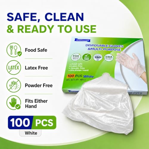 Disposable Plastic Gloves Food Handling Service Gloves Disposable For Cooking - style: White100pcs