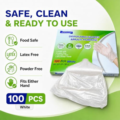 Disposable Plastic Gloves Food Handling Service Gloves Disposable For Cooking - style: White100pcs