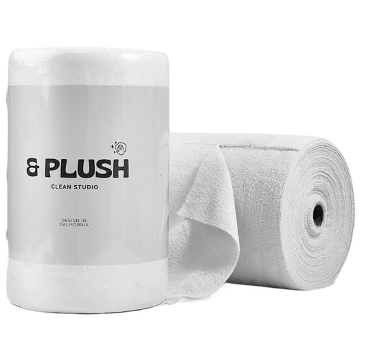 & PLUSH Microfiber Cleaning Cloth Roll - 50 Pack, Tear Away Microfiber Towels, 12" x 12", Reusable, Washable, Streak Free, Ultra Absorbent Dish Rags for Car, Home, Garage or Shop (Grey) - color: Grey