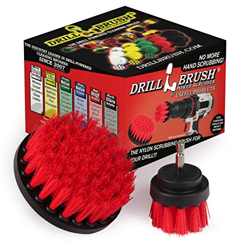 Drill Brush Outdoor Cleaning Attachment - Headstone Cleaning and Restoration - Concrete Stain Remover - Outdoor Garden Scrubber - Porch and Patio Scrubbing Tools - Garden Equipment - Stiff Brush Clean - color: Red