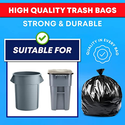 Tasker 55-60 Gallon Trash Bags Heavy Duty | Mega ValuePack 150 Bags | Large Black Garbage Bags | for Office, Commercial, Outdoor, Lawn, and Leaf - size: 150 Count (Pack of 1)