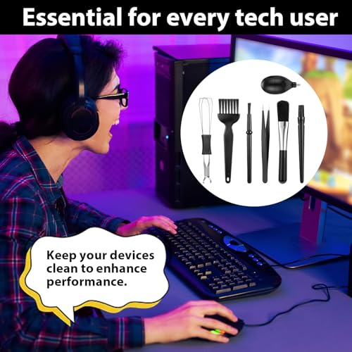 8 Pcs Keyboard Cleaning Kit with Keycap Puller & Switch Puller Mini Dust Cleaning Brushes Air Blower Anti-Static Brush Small Mechanical Keyboard Cleaner for Computer Motherboard Camera