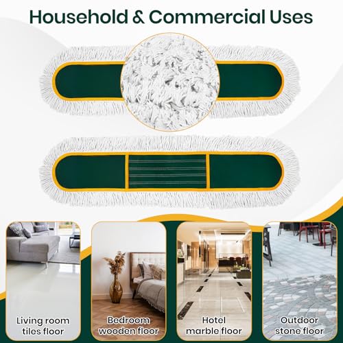36” Commercial Duster Mops, Extra Large Floor Duster with 2 Replacement Pads, 60” Long Handle Heavy Duty Industrial Wet&Dry Flat Mop for Hardwood Floors, Marble, Laminate, Tile, Concrete, Garage - color: 36" Green Mop+2 Pads