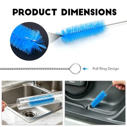 2PCS Flexible Long Drain Brush, 78 Inch Nylon Stainless Steel Tube Cleaning Brush, Slim Long Hose Pipe Cleaning Tool for Auto Sunroof Drain Hole, Car Fridge, Kitchen Sink (Single End-Blue) - color: Single End-blue