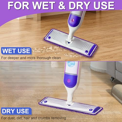 Aifacay Reusable Mop Pads Compatible with Swiffer PowerMop,Power Mop Pad Refill Pads Washable 15.3 * 5.1 Inch, Microfiber Replacement Pad for Multi-Surface Floor Cleaning 6 Pack - color: 6 Pack：purple and Navy Blue