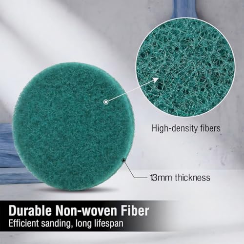 4 Inch 180 Grit Drill Brush Scrubber Scouring Pads, 20 Pcs Hook & Loop Power Scrubber Scour Pads for Rotary Tools, Random Orbital Sander (Green) - style: Green - 180#