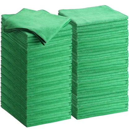 Nuenen 60 Pcs Microfiber Cleaning Cloths for Cars 16 x 16 Inch Ultra Absorbent Car Towels Drying Reusable Cleaning Supplies House Kitchen Window Microfiber Towel (Green) - color: Green