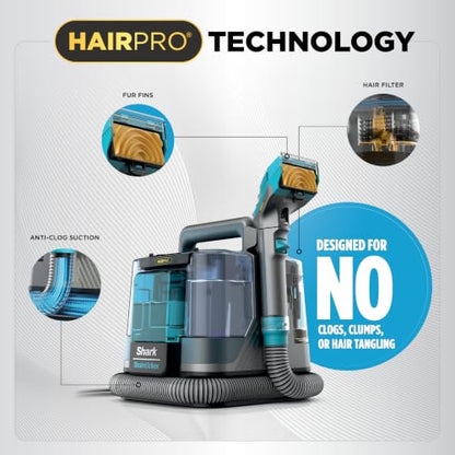 Shark StainStriker HairPro | Portable Carpet, Upholstery & Rug Cleaner | 3 Tools | Self-Cleaning | Perfect for Pets | Ultra-Powerful Stain & Odor Remover | Pet & OXY Solutions | Teal | PX253BRN - style: StainStriker w/ HairPro + 3 Tools