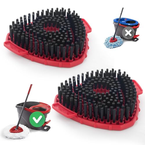 2 Pack Upgraded Spin Mop Scrub Brush Replace Head Compatible with O Cedar EasyWring 1 Tank System, Scrubber mop Head Attachment, More Layers of Bristles for Bathroom, Deck, Kitchen - size: Upgraded 1-Tank Scrub Brush(2pcs)
