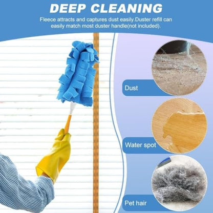 Chenille Duster Replacement Heads, Washable Reusable Chenille Microfiber Dust Duster, 360° Electrostatic Cleaning Pads for Multi-Surface Home, Blinds, Car, Furniture (Retractable) - color: Retractable